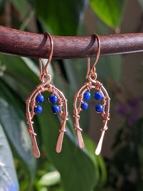 Western Boho Earrings Pure Copper Horseshoe Design Artisan Crafted